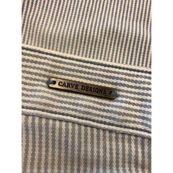 Carve Designs Women's 4 Blue White Oahu 6" Railroad Stripe Shorts Raw Hem G26-13 - Picture 9 of 9